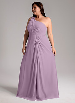 Azazie Brooke Bridesmaid Dresses Wisteria A-Line One Shoulder Chiffon Dress image12