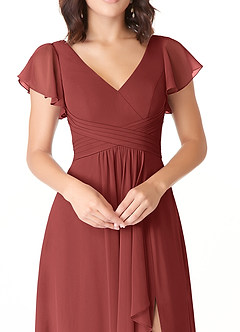 Azazie Omari Robes de demoiselle d'honneur Robe Trapèze en Mousseline de soie Terracotta image8