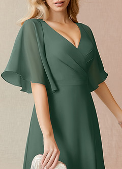 Azazie Cierra Bridesmaid Dresses Sea Moss A-Line V-Neck Chiffon Dress image7