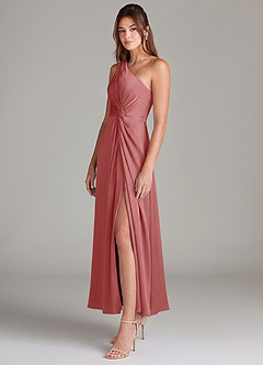 Azazie Brooke Suknie dla druhen Linia A Jedno ramię Satyna elastyczna Długość kostki Sukienka image5