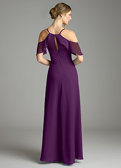 Azazie Dakota Bridesmaid Dresses Grape A-Line V-Neck Pleated Chiffon Dress image2
