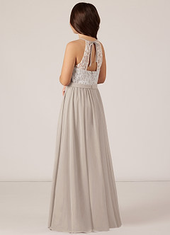 Azazie Fahari Junior Abito A-Line in Chiffon Pizzo Gelo image4
