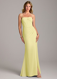 Azazie Chantel Bridesmaid Dresses Lemon Sorbet Sheath Strapless Chiffon Convertible Dress image4