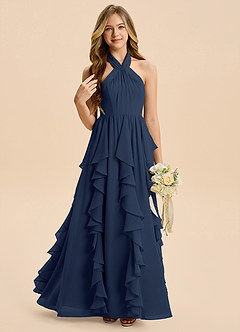 Azazie Daisy Junior Dark Navy A-Line Chiffon Dress image1