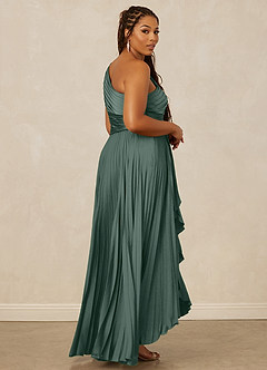 Christian Siriano Bridal for Azazie 1008 Bridesmaid Dresses Sea Moss A-Line One Shoulder Stretch Satin Dress image13