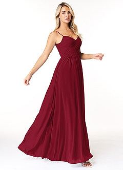 Azazie Lisbon Bridesmaid Dresses Burgundy A-Line Sweetheart Neckline Chiffon Dress image1