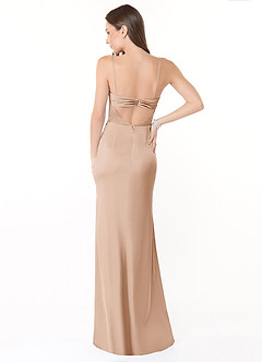 Azazie Leonis Bridesmaid Dresses English Rose Mermaid Pleated Stretch Satin Convertible Dress image3