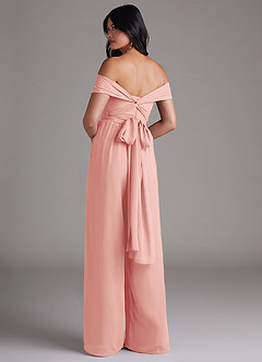 Azazie Lamara Robes de demoiselle d'honneur Combinaison Convertible en Mousseline de soie Épaule décolletée Rosette image5
