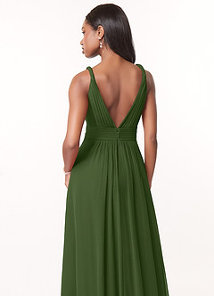 Azazie Maren Bridesmaid Dresses Olive A-Line Pleated Chiffon Dress image5