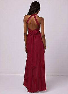 Barbie ♥ Azazie Bridesmaid Dresses Burgundy A-Line Pleated Chiffon Dress image2