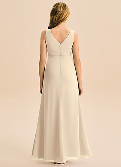 Azazie Floris Junior Vestido de Champán de Gasa de Corte en A con Plisado image3