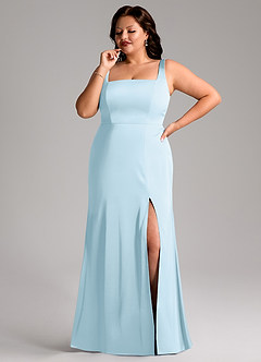 Azazie Frostine Bridesmaid Dresses Sky Blue A-Line Bow Stretch Satin Dress image10