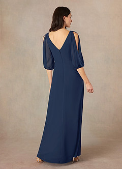 Azazie Bronwyn Mother of the Bride Dresses A-Line V-Neck Ruched Chiffon Floor-Length Dress image4