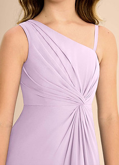 Azazie Brooke Junior Frosted Lilac A-Line Side Slit Chiffon Dress image7