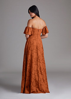 Azazie Sue At-home Try On Dresses Dusty Blue A-Line Off the Shoulder Floral Burnout Convertible Dress image4