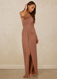 Christian Siriano Bridal for Azazie 1003 Brautjungfernkleider Etui One-Shoulder Chiffon Kleid Bronzer image3