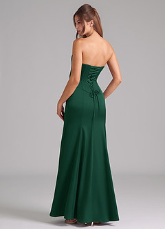 Azazie Ximena Essayer des robes à la maison Robe Sirène Convertible en Satin extensible Corset Vert Foncé image2