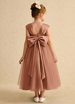 Azazie Chickadee Flower Girl Dresses Bronzer Ball-Gown Sweetheart Neckline Matte Satin Dress image3