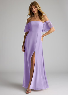 Azazie Sue Bridesmaid Dresses Lilac A-Line Off the Shoulder Chiffon Convertible Dress image4