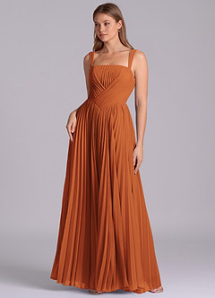 Azazie Mina Bridesmaid Dresses Cinnamon A-Line Pleated Chiffon Dress image1