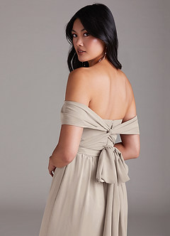 Azazie Lamara Bridesmaid Dresses Frost Off the Shoulder Chiffon Convertible Jumpsuit image6