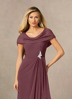 Azazie Mary Mother of the Bride Dresses Sangria A-Line Side Slit Chiffon Dress image5