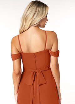 Azazie Joretta Vestidos de damas de honor Vestido de Naranja Quemada de Gasa de Corte en A Convertible con Escote de Corazón image3