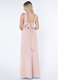 Azazie Christiana Bridesmaid Dresses Blushing Pink A-Line V-Neck Pleated Chiffon Dress image3