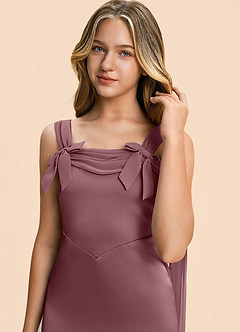Azazie Chelsea Junior Amethyst Sheath Pleated Stretch Satin Dress image7