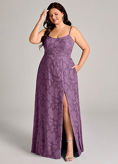 Azazie Moira Brautjungfernkleider A-Linie Seitliche Cut-Outs Blumen-Burnout Kleid Blauregen image7