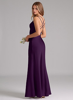 Azazie Suttona Robes de demoiselle d'honneur Robe Trapèze en Satin extensible Plissée Grain De Raisin image1