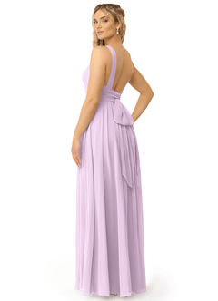 Azazie Kora Brautjungfernkleider A-Linie Plissee Chiffon Kleid Frostiges Flieder image7