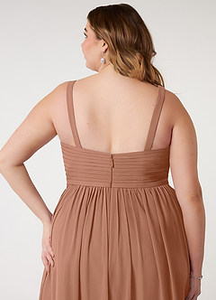 Azazie Chanel Robes de demoiselle d'honneur Robe Trapèze en Mousseline de soie Plissée Bronze image11
