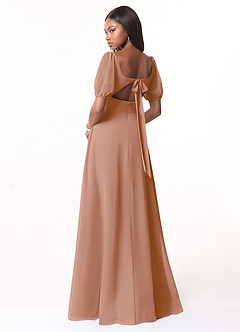 Azazie Alani Bridesmaid Dresses Champagne Rose A-Line Square Neckline Chiffon Dress image2