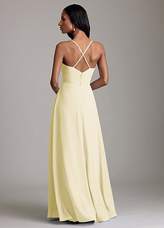 Azazie Naeem Bridesmaid Dresses Lemon Sorbet A-Line V-Neck Ruffle Chiffon Dress image2