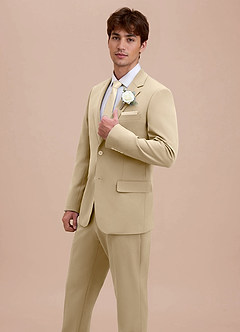 front Ethan Champagne Refined Weave Suit Jacket