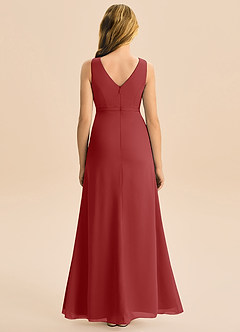 Azazie Floris Junior Robe Trapèze en Mousseline de soie Plissée Rouille image3