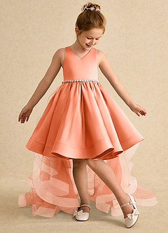 Azazie Julietta Blumenmädchenkleider Ballkleid Cabrio Tüll Kleid Sonnenuntergang image5