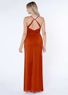 Azazie Kalea Final Sale Paprika Mermaid Pleated Mesh Dress image2