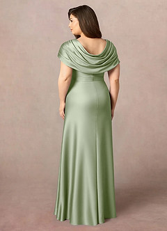 Azazie Branford vestidos de madre de la novia Vestido de Salvia Polvorienta de Satén Elástico de Corte En A con Plisado image2