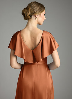 Azazie Lainey Vestidos de damas de honor Vestido de Cobre de Satén Elástico de Corte en A con Con bolsillos image2