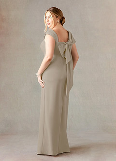 Azazie Ellen Mother of the Bride Dresses Taupe Sheath Side Slit Stretch Crepe Dress image9