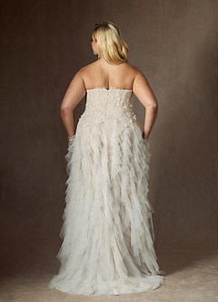 Azazie Ceresia Wedding Dresses Diamond White Champagne Sheath Sequins Tulle Dress image11