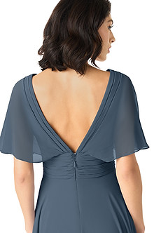 Azazie Pamela Bridesmaid Dresses Neptune A-Line V-Neck Pleated Chiffon Dress image5