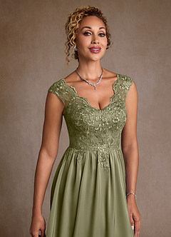 Azazie Amethyst vestidos de madre de la novia Vestido de Pistacho de Encaje de Corte en A image6
