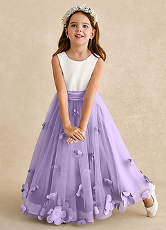 Azazie Vi Flower Girl Dresses Lilac A-Line Sleeveless Tulle Dress image6