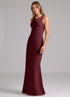 Azazie Allettie Vestidos de damas de honor Vestido de Cabernet de Satén Elástico de Corte Sirena image4