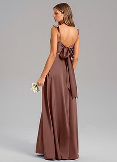 Azazie Everett Bridesmaid Dresses Espresso A-Line Stretch Satin Dress image6
