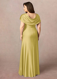 Azazie Branford Abiti per la Madre della Sposa Abito A-Line in Raso Elasticizzato Plissettato Canarino image10