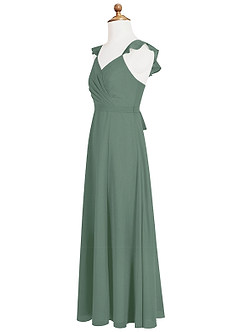 Azazie Emily Junior Eucalyptus A-Line Ruched Chiffon Dress image7